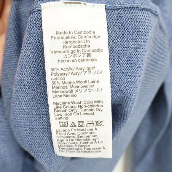 NWT J.Crew Factory Men's Merino-Wool Blend Half-Zip Sweater Light Blue Large - Picture 7 of 8